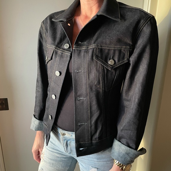 New Helmut Lang Femme Trucker Indigo Denim Jacket - Picture 3 of 14